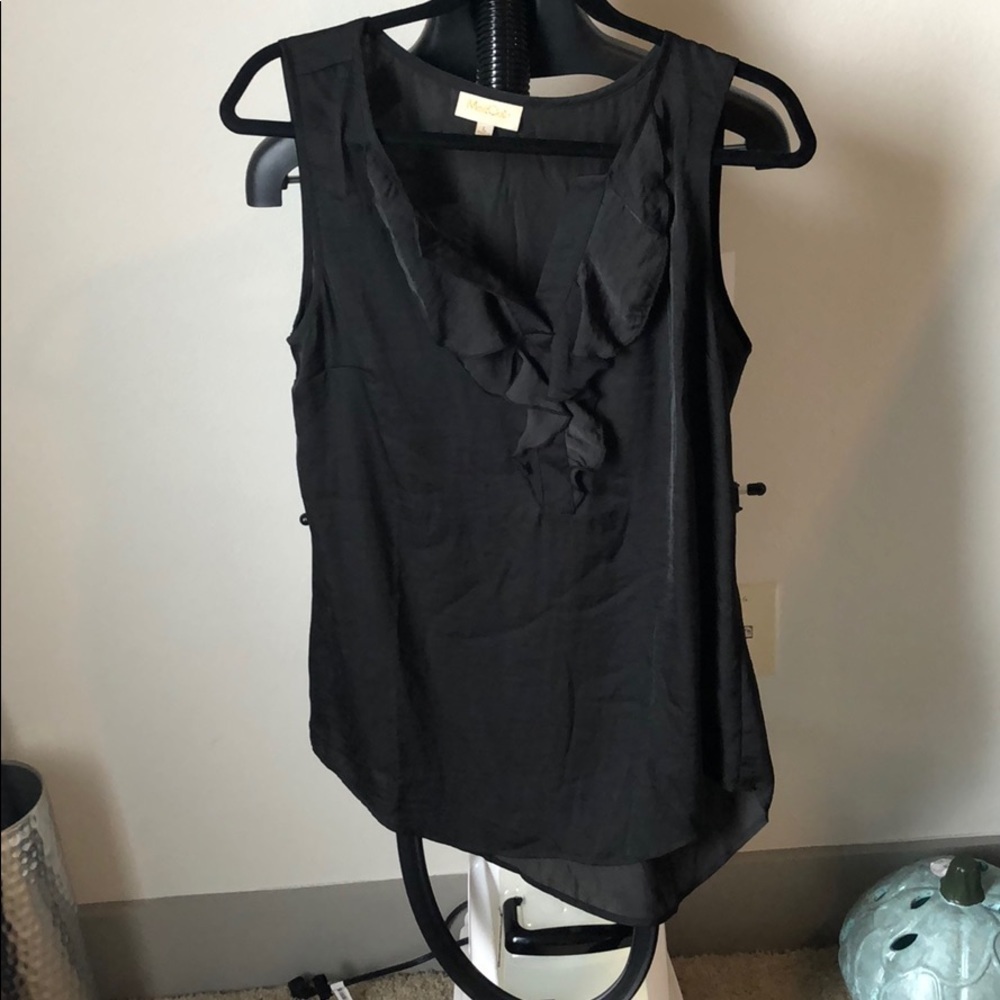 Black ruffle detail tank ModCloth size large